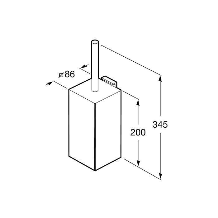 Medidas del escobillero de pared RUBIK - ROCA